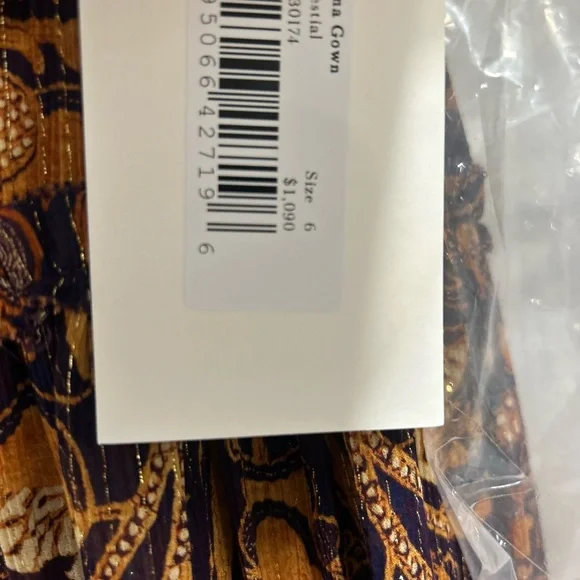 Ulla Johnson Brown and Navy Printed Maxi Dress - Picture 6 of 10